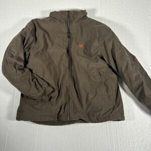 Men's Beige Game Winner Polyester Lined Winter Jacket Coat Size Large